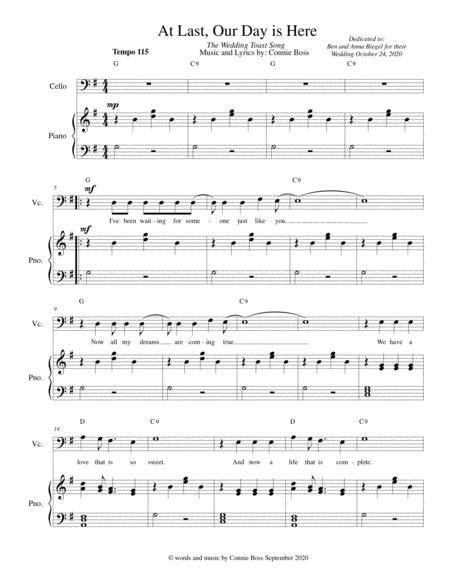 At Last Our Day Is Here The Wedding Toast Song Cello And Piano Sheet Music