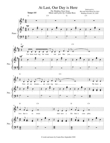 At Last Our Day Is Here The Wedding Toast Song Solo And Piano Sheet Music