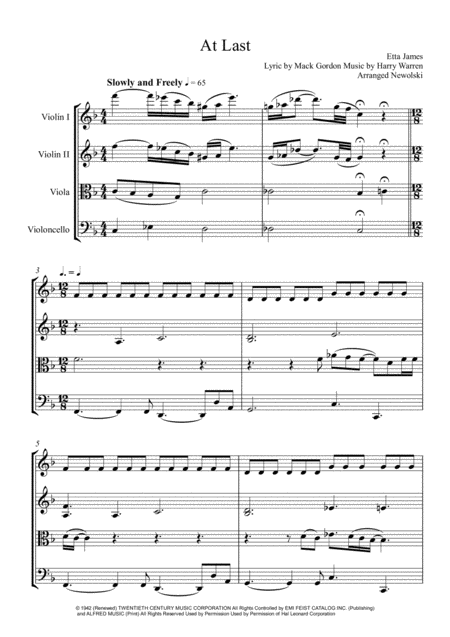 At Last String Quartet Score And Parts Sheet Music