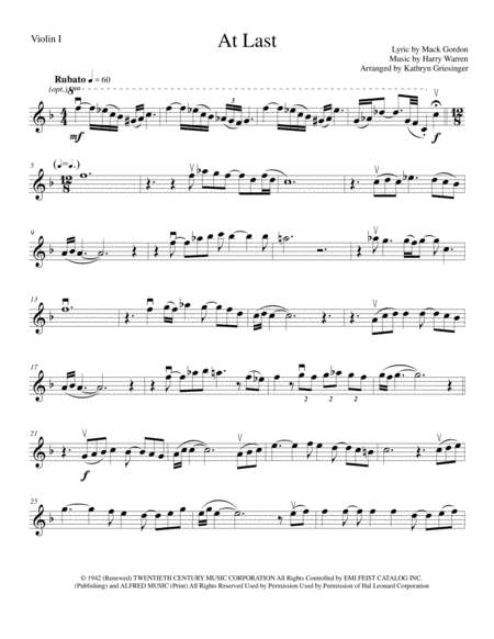 At Last String Quartet Sheet Music