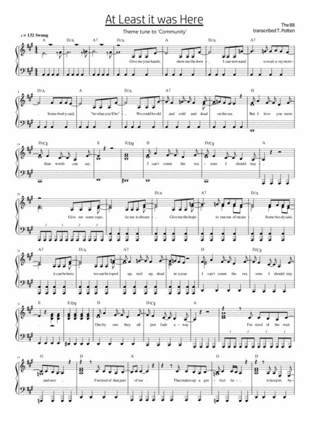 At Least It Was Here Theme From Community Sheet Music