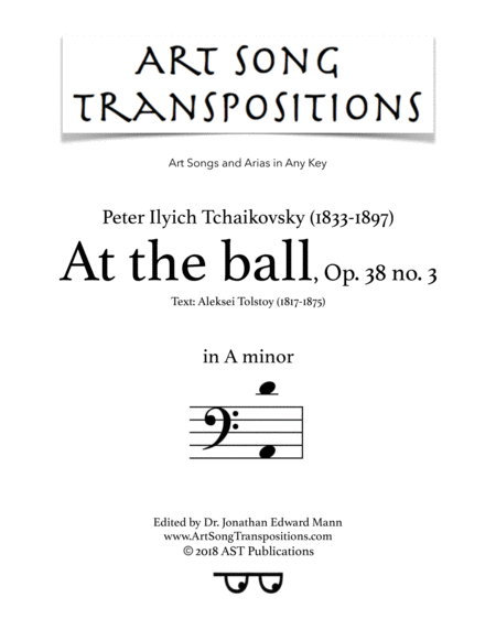 At The Ball Op 38 No 3 A Minor Bass Clef Sheet Music