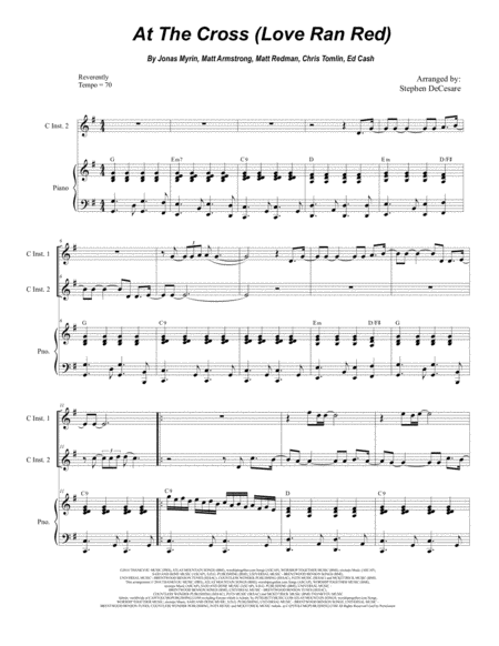 At The Cross Love Ran Red Duet For C Instruments Sheet Music