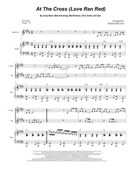 At The Cross Love Ran Red Duet For C Trumpet French Horn Sheet Music