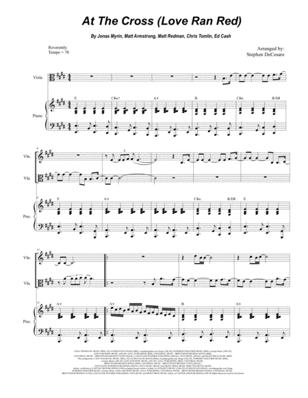 Free Sheet Music At The Cross Love Ran Red Duet For Violin And Viola