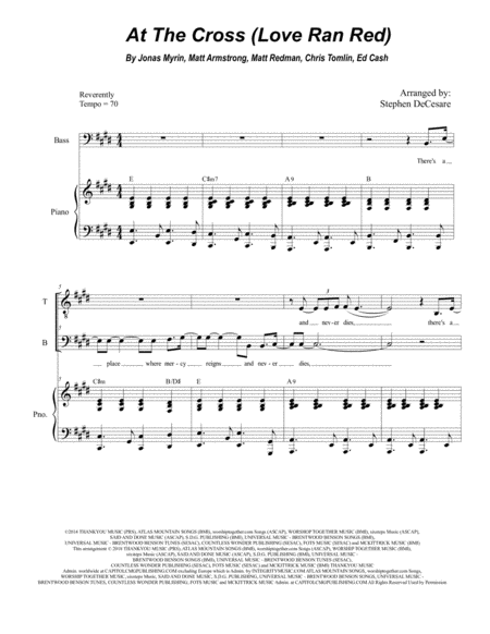 At The Cross Love Ran Red For 2 Part Choir Tb Sheet Music