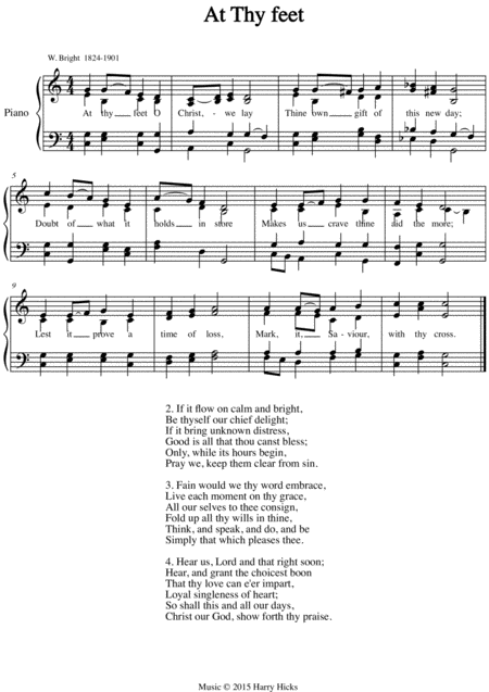 At Thy Feet O Christ A New Tune To A Wonderful Old Hymn Sheet Music