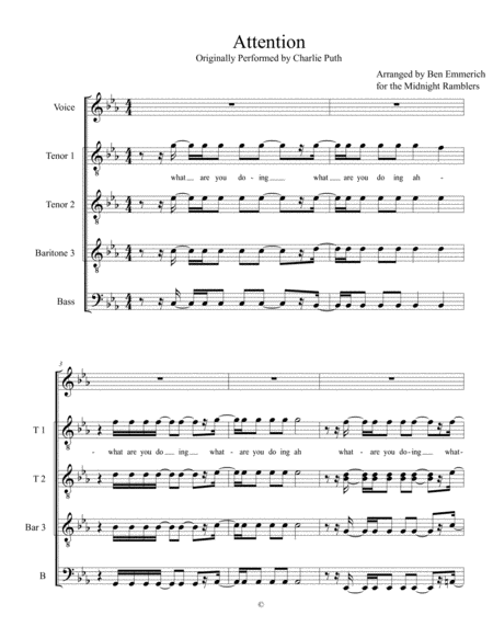 Attention A Cappella Arrangement Sheet Music