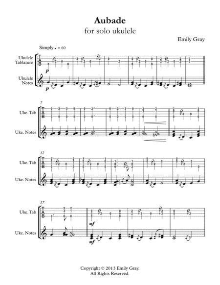 Aubade For Solo Ukulele Sheet Music