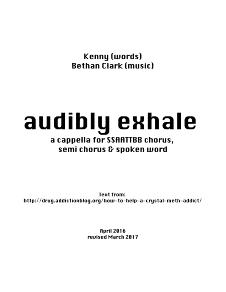 Audibly Exhale Describes The Experience Of A Crystal Meth Addict Sheet Music