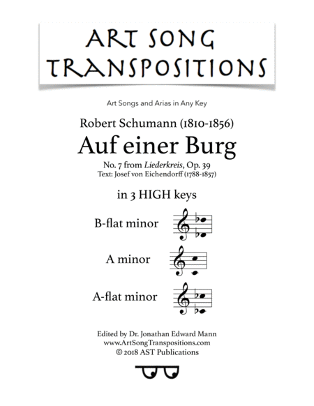 Free Sheet Music Auf Einer Burg Op 39 No 7 In 3 High Keys B Flat A A Flat Minor
