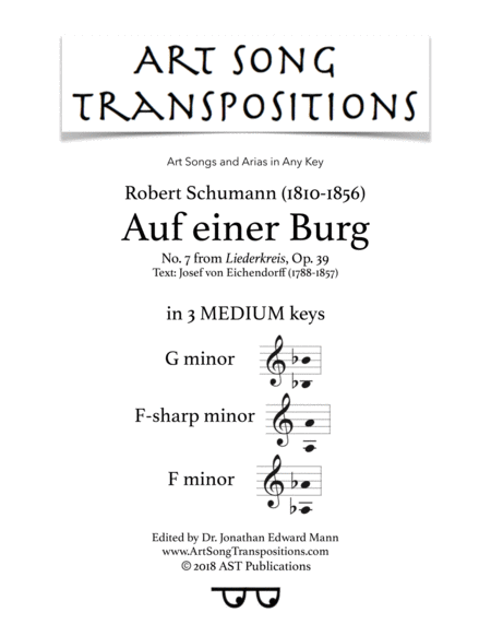 Auf Einer Burg Op 39 No 7 In 3 Medium Keys G F Sharp F Minor Sheet Music