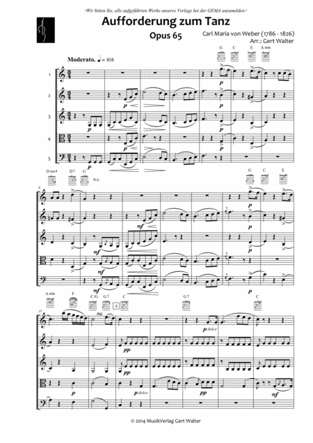 Aufforderung Zum Tanz Sheet Music