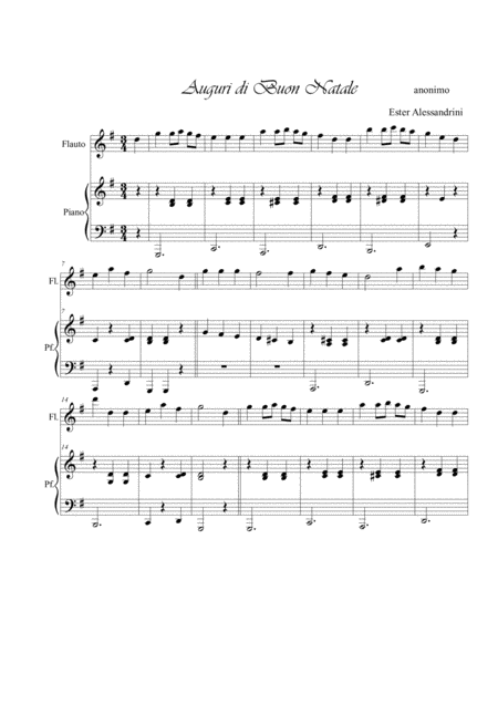 Auguri Di Buon Natale Flute And Piano Sheet Music