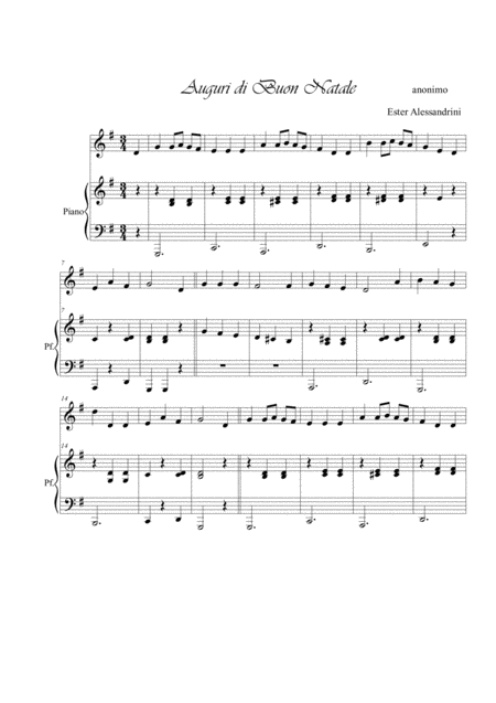 Auguri Di Buon Natale Oboe E Piano Sheet Music