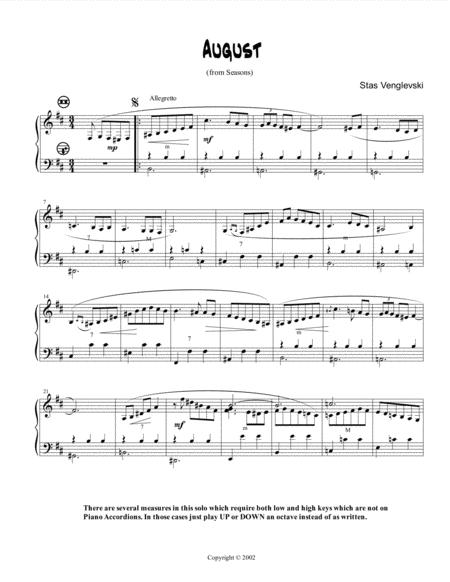 August Solo Accordion Sheet Music