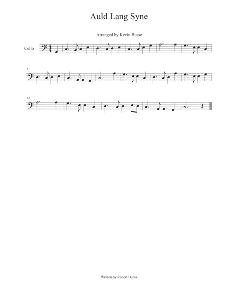 Auld Lang Syne Cello Sheet Music