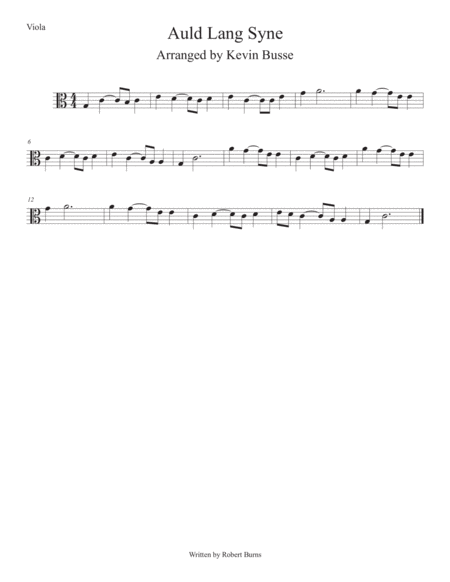 Free Sheet Music Auld Lang Syne Easy Key Of C Viola