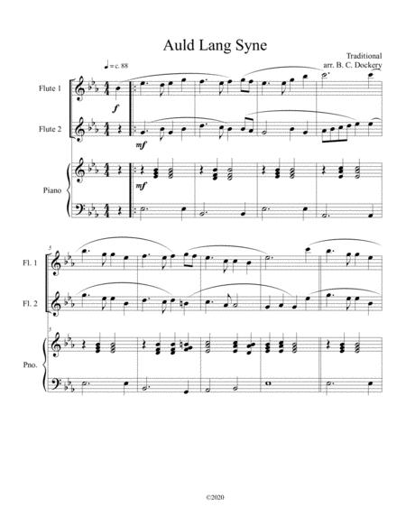 Auld Lang Syne Flute Duet With Optional Piano Accompaniment Sheet Music