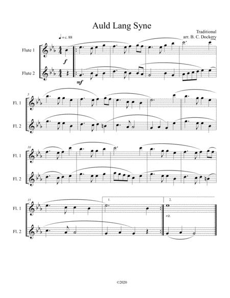 Free Sheet Music Auld Lang Syne Flute Duet