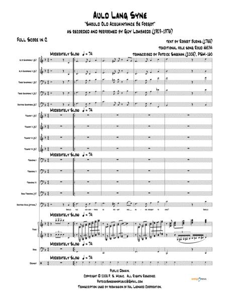 Auld Lang Syne Guy Lombardo Full Score Set Of Parts Sheet Music