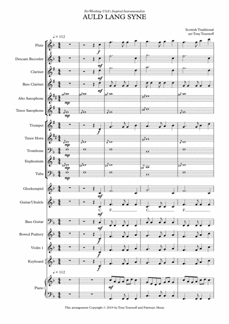 Auld Lang Syne Mixed Ensemble Sheet Music