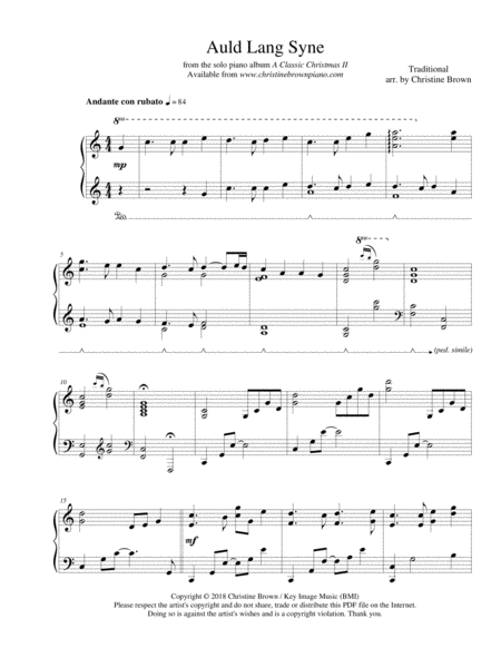 Auld Lang Syne Piano Solo Sheet Music