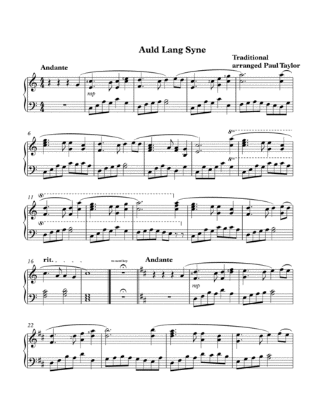 Free Sheet Music Auld Lang Syne Simplified