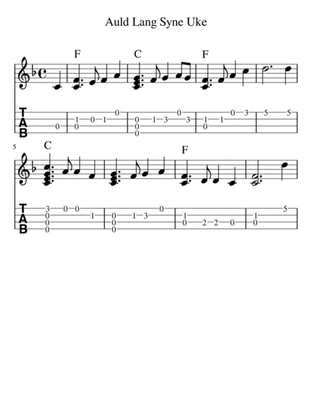 Auld Lang Syne Solo Ukulele Sheet Music