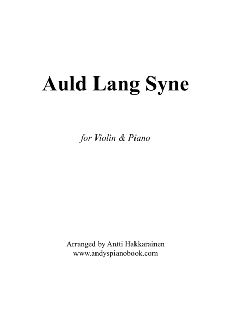 Auld Lang Syne Violin Piano Sheet Music
