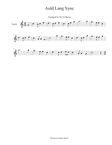 Auld Lang Syne Violin Sheet Music