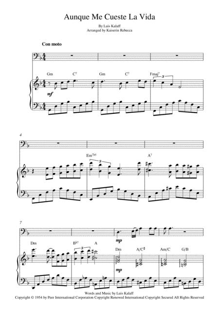 Aunque Me Cueste La Vida Bassoon Solo And Piano Accompaniment With Chords Sheet Music