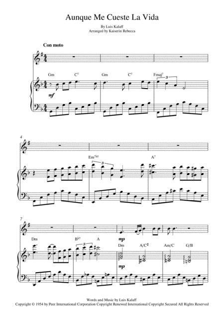 Aunque Me Cueste La Vida Trumpet In B Flat Solo And Piano Accompaniment With Chords Sheet Music