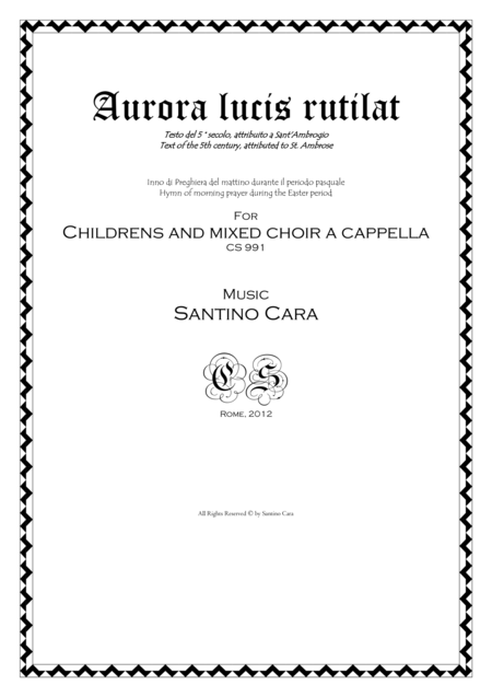 Aurora Lucis Rutilat Easter Hymn For Children And Mixed Choir Sheet Music