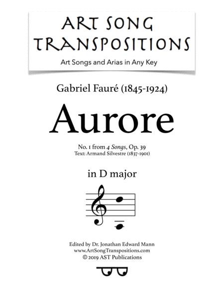 Aurore Op 39 No 1 D Major Sheet Music