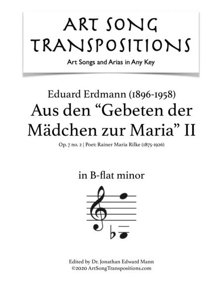 Aus Den Gebeten Der Mdchen Zur Maria Op 7 No 2 Transposed To B Flat Minor Sheet Music