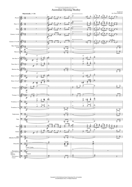 Australian Medley Concert Band Wind Symphony With Rhythm Section Traditional Sheet Music