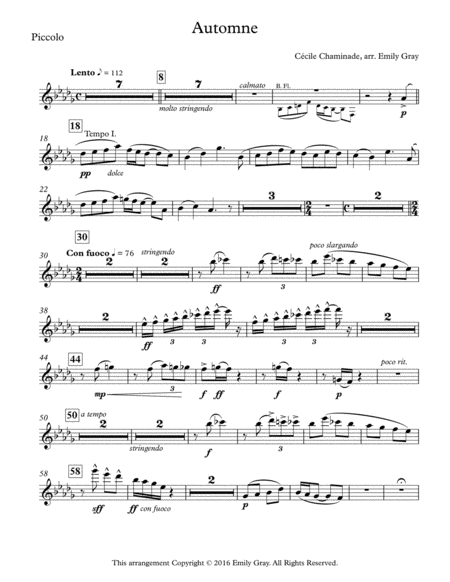 Automne For Flute Choir Parts Sheet Music