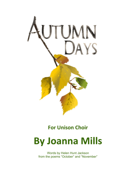 Autumn Days For Unison Choir Sheet Music