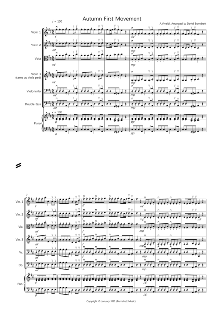 Autumn First Movement For String Orchestra Sheet Music