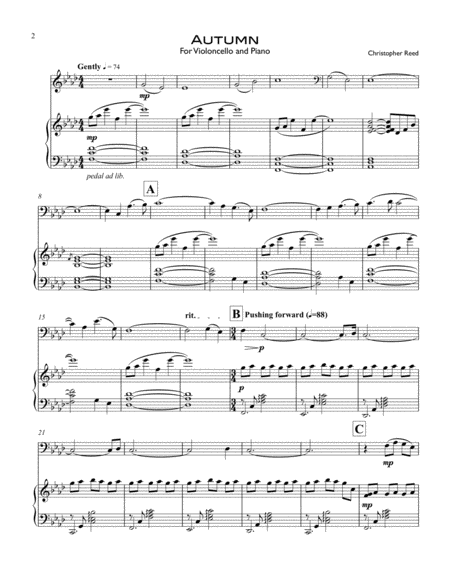 Free Sheet Music Autumn For Violoncello And Piano