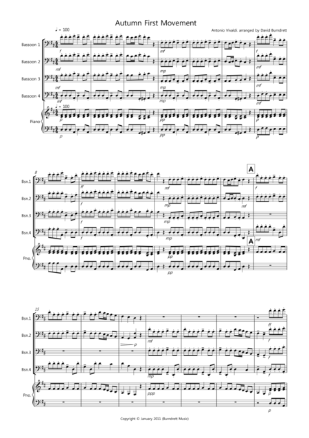 Free Sheet Music Autumn Four Seasons For Bassoon Quartet