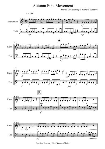 Autumn Four Seasons For Euphonium And Tuba Duet Sheet Music