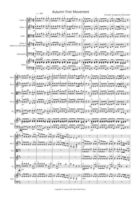 Autumn Four Seasons For String Quartet Sheet Music