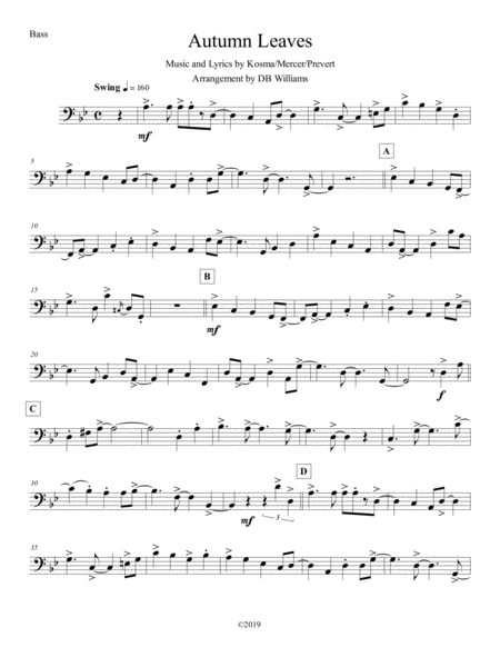 Autumn Leaves Bass Sheet Music