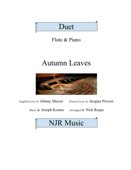 Autumn Leaves Flute Piano Intermediate Sheet Music