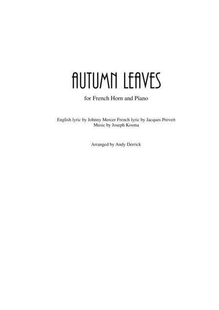 Autumn Leaves For French Horn And Piano Sheet Music