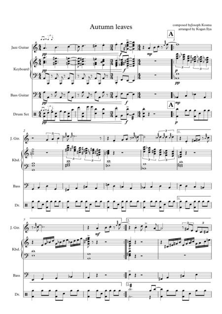 Free Sheet Music Autumn Leaves Reharmonized Version