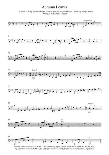 Autumn Leaves String Trio Violin Violin Viola Cello Sheet Music