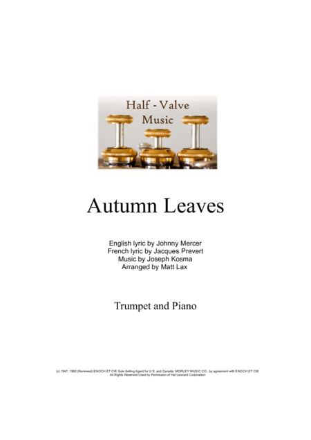 Free Sheet Music Autumn Leaves Trumpet And Piano